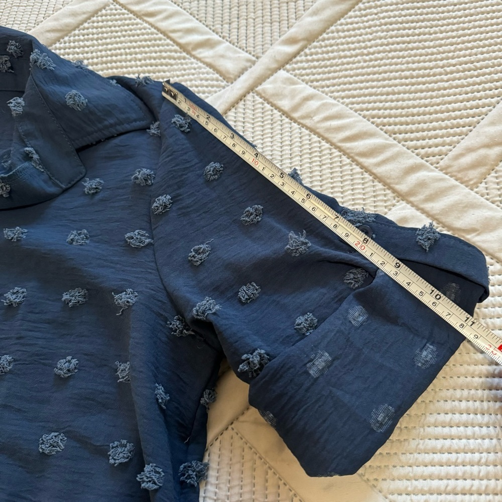 2/$10 NEW Womens Swimsuit Beach Cover up Blue Shirt Dress Swiss dots Sz S - Picture 6 of 8